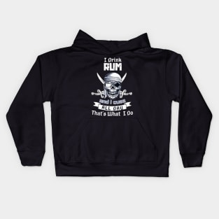 I Drink Rum Pirate Skull Flag Jolly Roger Costume Kids Hoodie